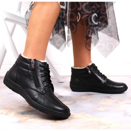 Łukbut Bottes en cuir noir isolées confortables pour femmes Lukbut LUK724A le noir 5