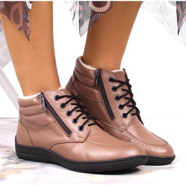 Bottes en cuir marron confortables pour femmes Łukbut LUK724B brun 5