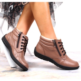 Bottes en cuir marron confortables pour femmes Łukbut LUK724B brun 4