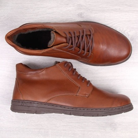 Chaussures en cuir confortables pour hommes, marron Łukbut 1816 brun 2