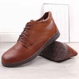 Chaussures en cuir confortables pour hommes, marron Łukbut 1816 brun 3