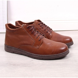 Chaussures en cuir confortables pour hommes, marron Łukbut 1816 brun 4