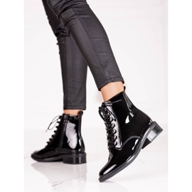 Bottines à lacets élégantes pour femmes à talons plats Shelovet noir 2