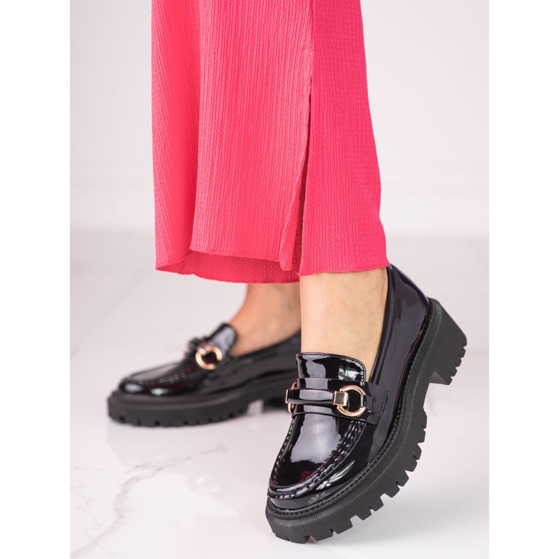 Mocassins Shelovet femme laqué noir 1