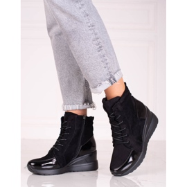 Vinceza Bottes pour femmes à lacets sportives sur le coin Shelovet le noir 1