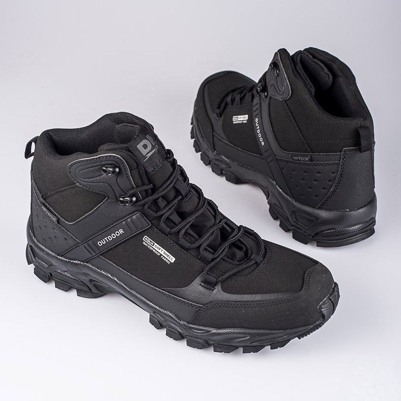 Chaussures de trekking à lacets DK pour hommes avec une tige haute noir 1