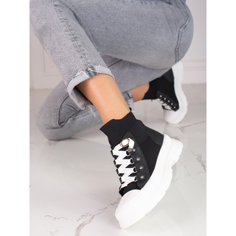 Baskets noires pour femme à tige haute Shelovet 1