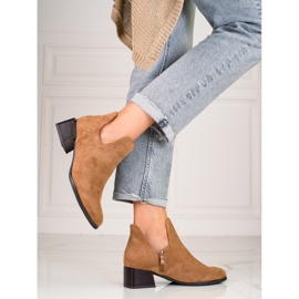 Bottes beiges pour dames avec une coupe Daszyński brun 1