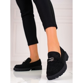 W. Potocki Mocassins femme Potocki en daim le noir 1