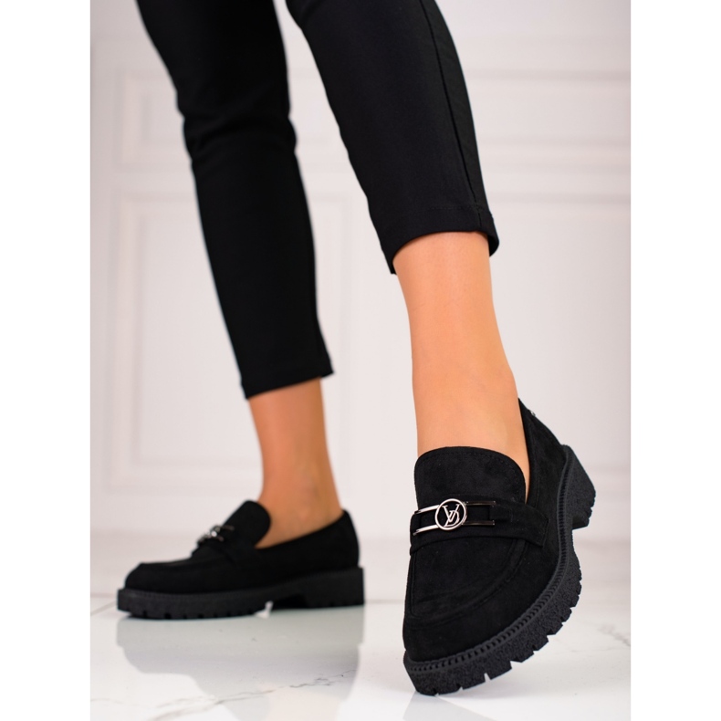 W. Potocki Mocassins femme Potocki en daim noir 1