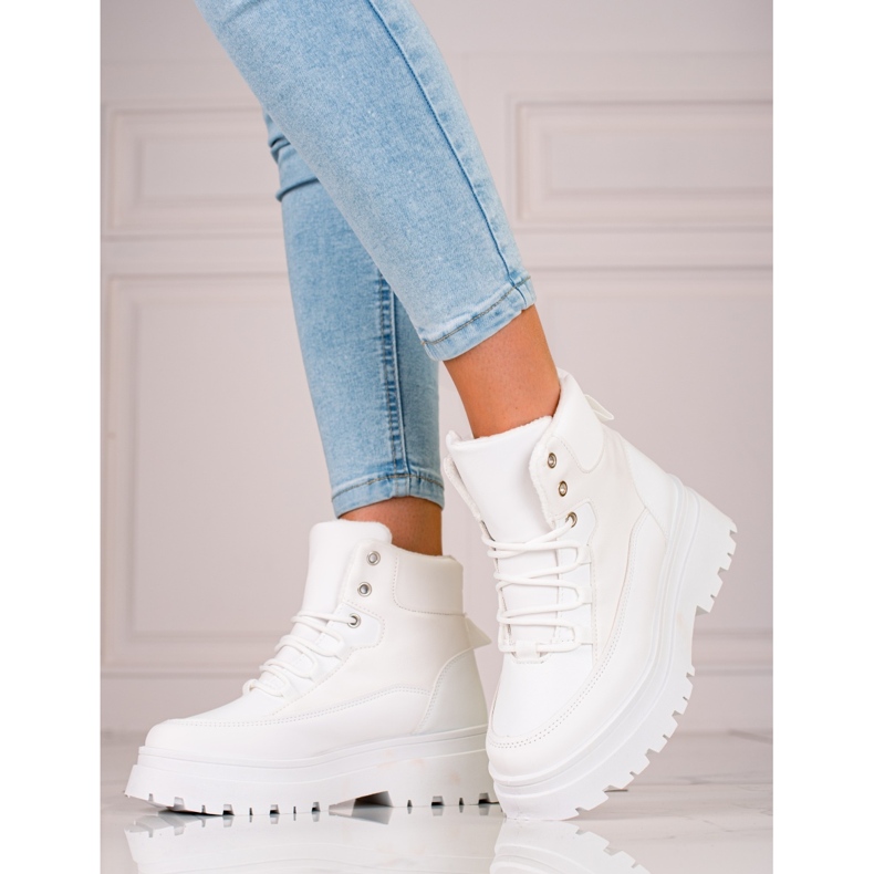 Bottines à lacets Shelovet blanches pour femme 1