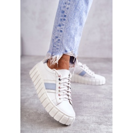 Chaussures de sport en cuir pour femmes Tied blanc et bleu Ariva 2