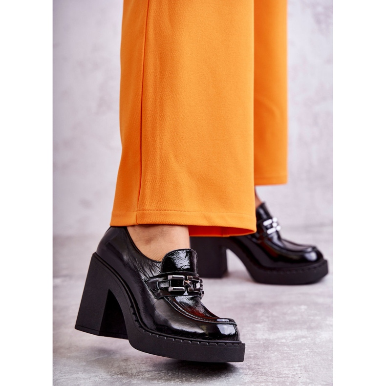 Chaussures laquées sur un poteau massif Black Jaime noir 1