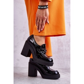 Chaussures laquées sur un poteau massif Black Jaime le noir 3