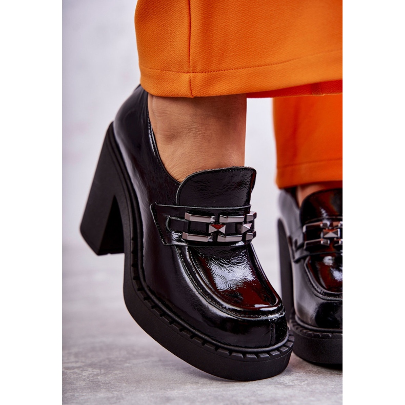 Chaussures laquées sur un poteau massif Black Jaime noir 2