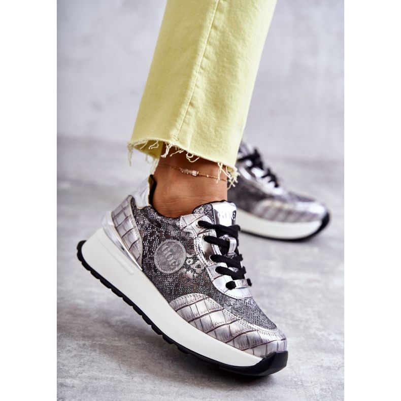 Chaussures de sport pour femmes à semelle compensée GOE KK2N4083 Argent 1