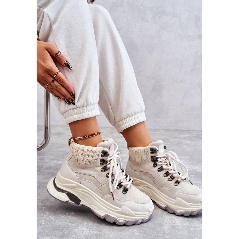 Chaussures de sport hautes pour femmes GOE KK2N4097 Beige clair 1