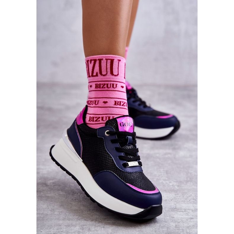 Chaussures de Sport Compensées Femme GOE KK2N4081 Noir-Bleu Marine le noir 1