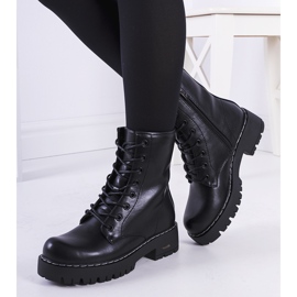 Bottines noires à fil blanc Rebeca le noir 1