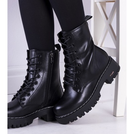 Bottines noires à fil blanc Rebeca le noir 2
