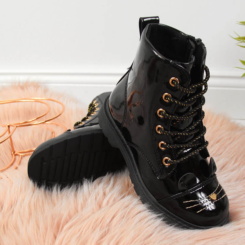 Bottes isolées Miss❤E noires avec oreilles pour fille 1