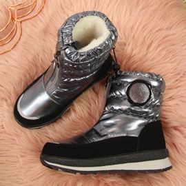 BM Bottes de neige pour filles imperméables argent Miss le noir 2