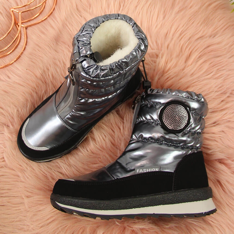 BM Bottes de neige pour filles imperméables argent Miss noir 2