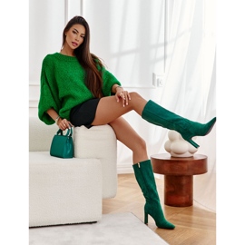 FG2 Bottes pour femmes sur un talon jusqu'au genou vert Truly Love 1
