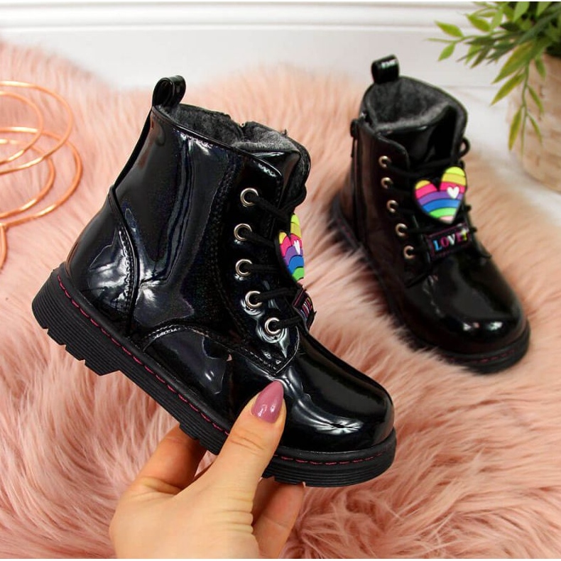 Bottes noires pour filles isolées Jr EVE318A blanche le noir 1