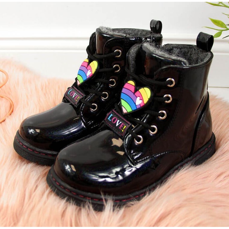 Bottes noires pour filles isolées Jr EVE318A blanche le noir 2