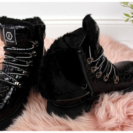 Bottes en cuir verni Jr EVE320A noir le noir 4