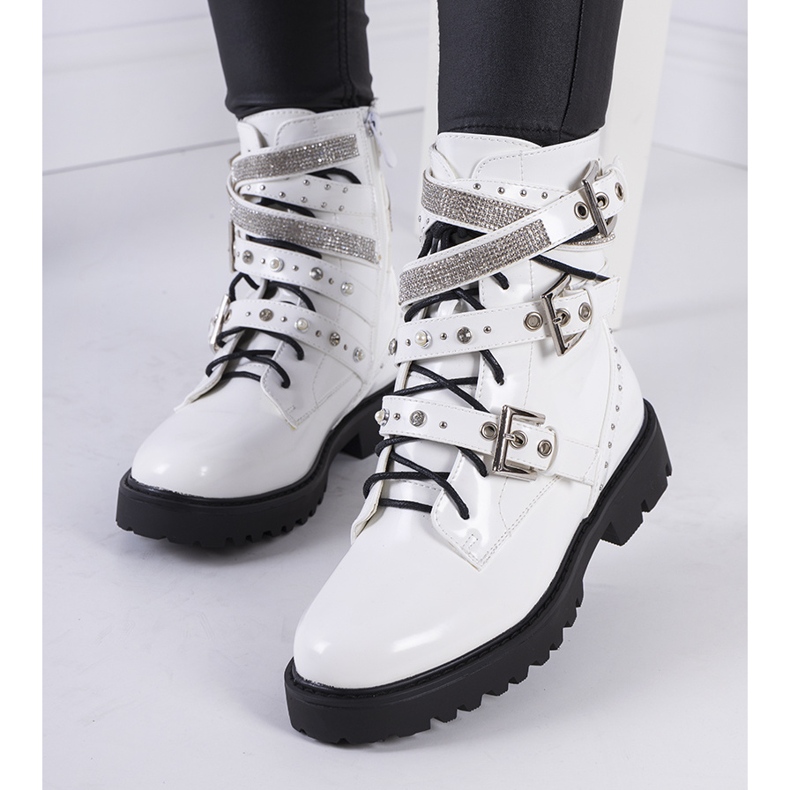 Bottes blanches avec zircon cubique Tucker 1