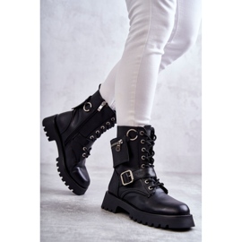 Bottes en éco-cuir à talon plat Black Marlis noir 2
