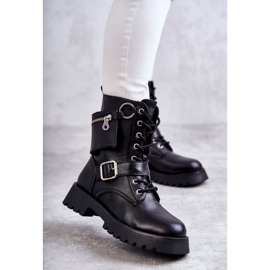 Bottes en éco-cuir à talon plat Black Marlis noir 1