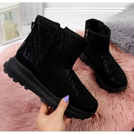 News Bottes de neige en daim noir pour femme le noir 2