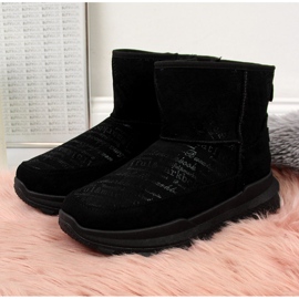 News Bottes de neige en daim noir pour femme le noir 3