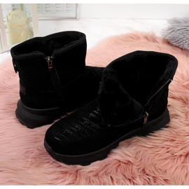 News Bottes de neige en daim noir pour femme le noir 4
