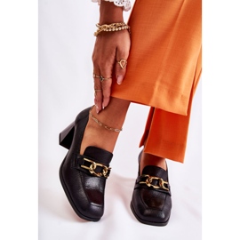 Escarpins En Cuir Avec Chaîne Laura Messi 2515 Noir 2