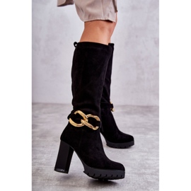 Bottes Jackson en daim noires avec chaîne amovible le noir 2