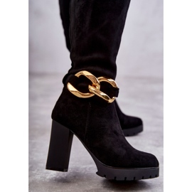 Bottes Jackson en daim noires avec chaîne amovible le noir 4
