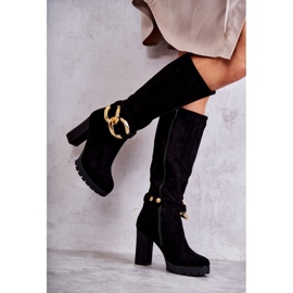 Bottes Jackson en daim noires avec chaîne amovible le noir 6