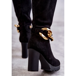 Bottes Jackson en daim noires avec chaîne amovible le noir 3