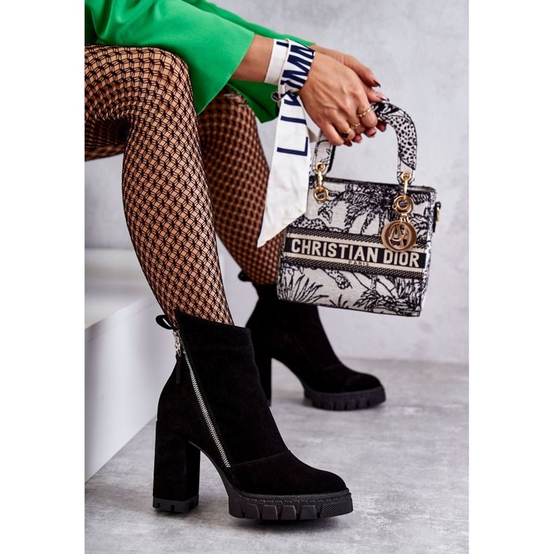 Bottes en daim à la mode à talons hauts Laura Messi 2509 Noir 2