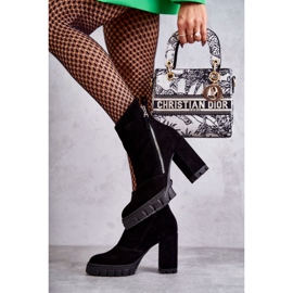 Bottes en daim à la mode à talons hauts Laura Messi 2509 Noir le noir 1
