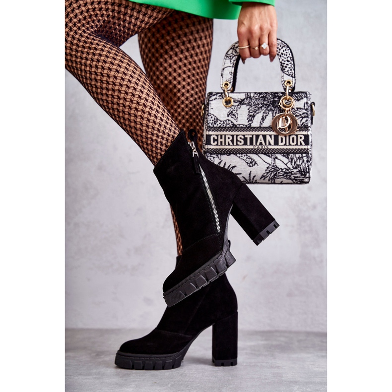 Bottes en daim à la mode à talons hauts Laura Messi 2509 Noir 1