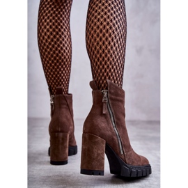 Bottes en daim à la mode à talons hauts Laura Messi 2509 Marron brun 2