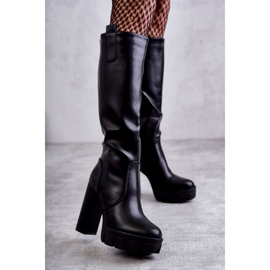 WS1 Bottes en cuir écologique à la mode sur la plate-forme noire Isabell 1