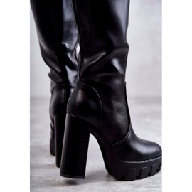 WS1 Bottes en cuir écologique à la mode sur la plate-forme noire Isabell 2