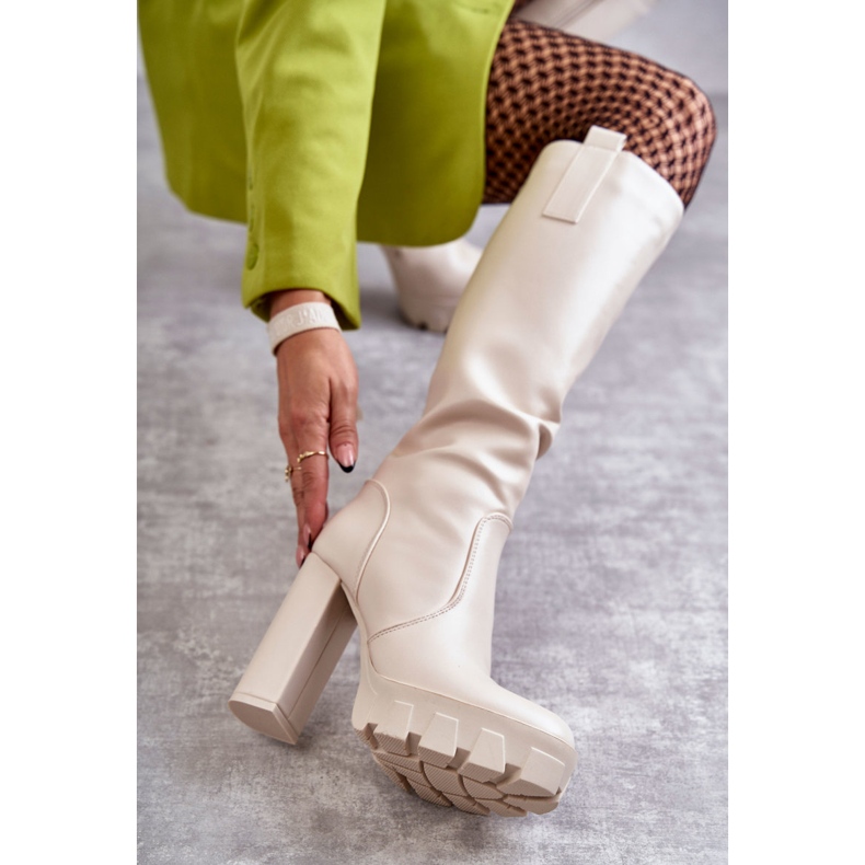 WS1 Bottes à la mode en éco-cuir sur plateforme Isabell beige 2