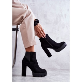 PG1 Bottes à Talons Hauts en Daim pour Femme Noir Maricruz 1